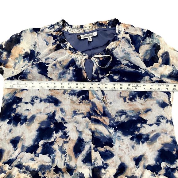 SOLD! Jennifer Lopez | Tie Dye Inspired Bell Long Sleeves Top | Blue | Med - Picture 8 of 11